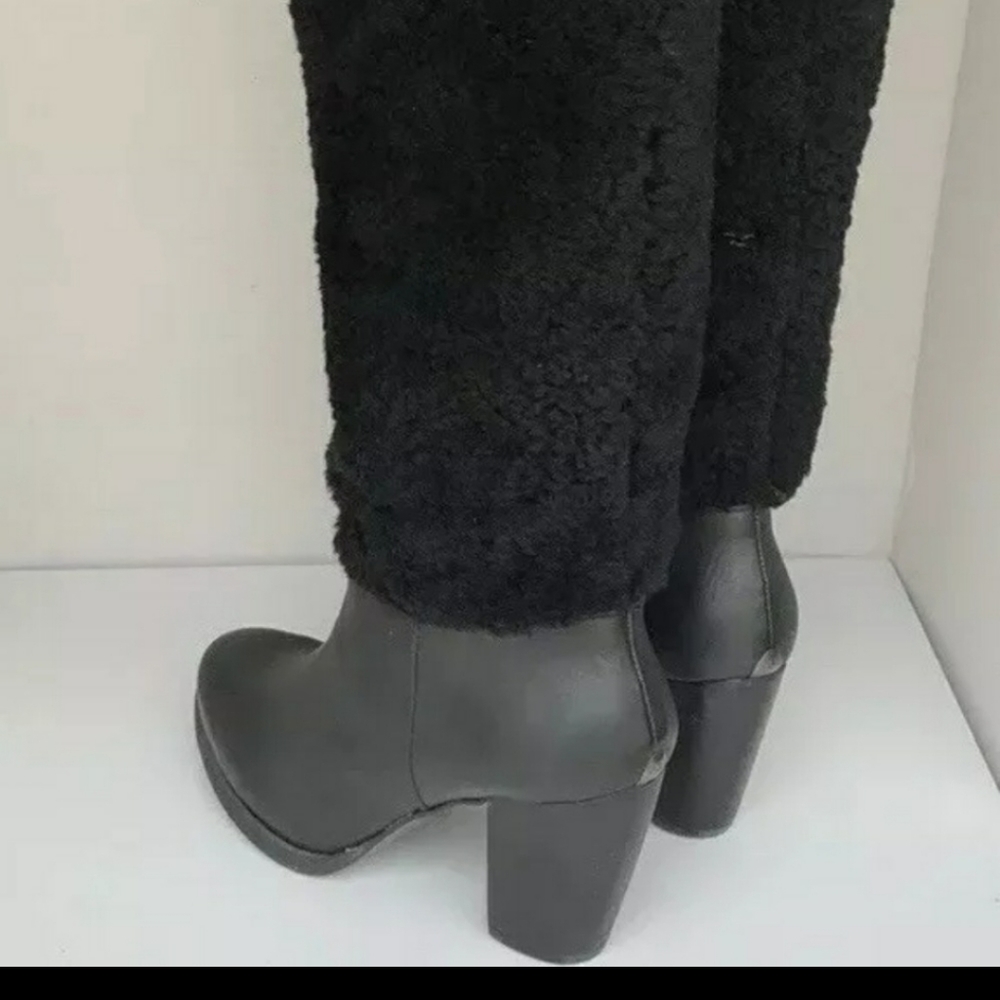 Ugg Ava exposed shearling Leather Knee High Boots Designer Sherpa Fur - Picture 9 of 9